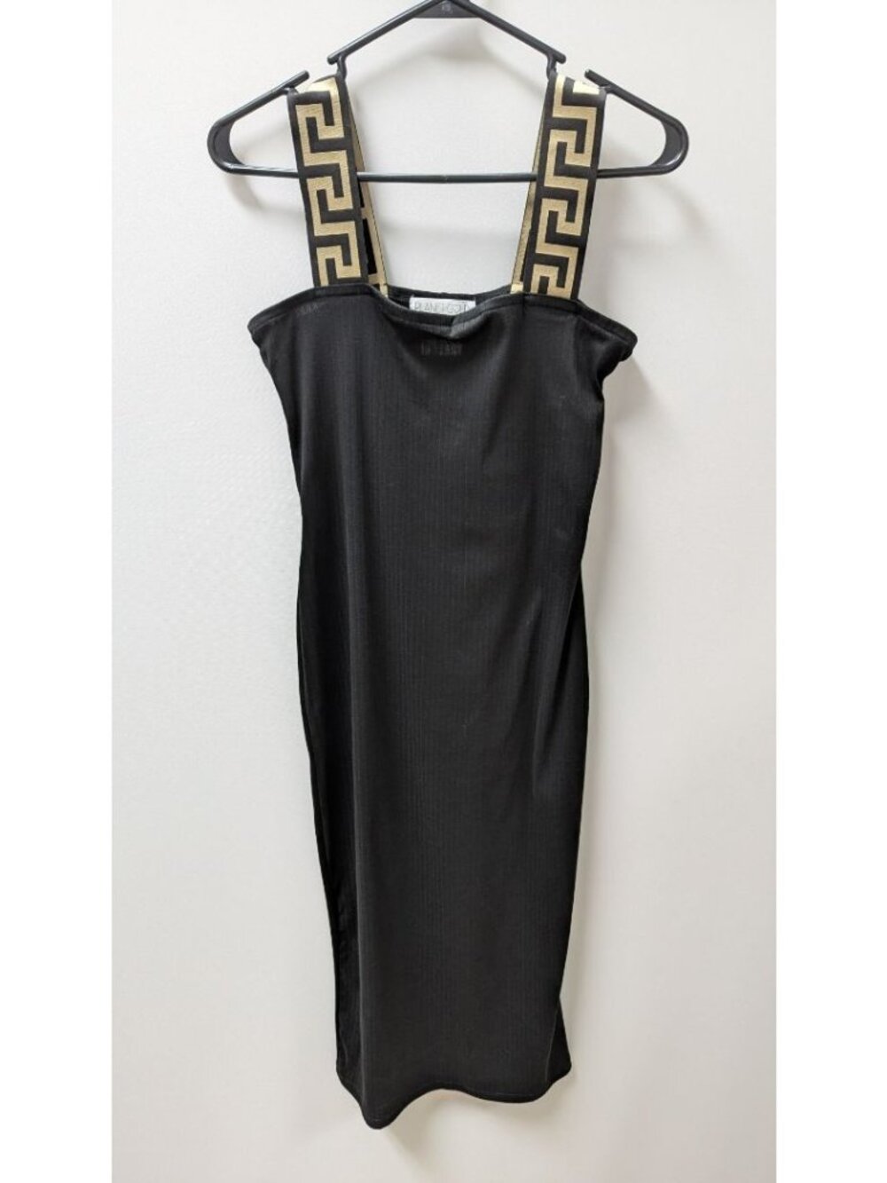 Planet Gold Black/Tan Sleeveless Grecian Ribbed Dress